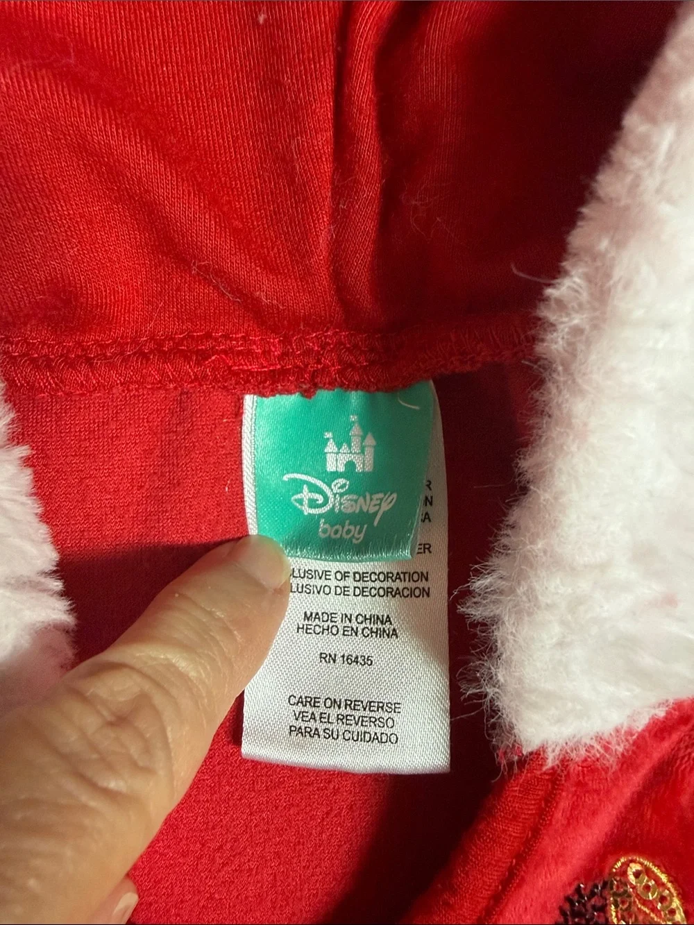 Disney Red Hooded Velvet Santa Dress with White Faux-Fur Trim